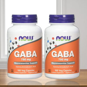 �y2�{�Z�b�g�z�i�E�t�[�Y �M���o GABA 750mg �x�W�J�v�Z�� Now Foods 100��×2�{ ��̓� ���̓�