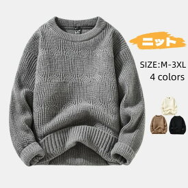 プルオーバー セーター メンズ ニット セーター 編み込み柄 クルーネック カジュアル 首丸 ニット トップス 上着 ゆったり 秋用 カットソー 長袖 男性 春服 秋服 冬服 運動 通勤 通学 保温 柔らか おしゃれ 高校生 20代 30代 40代 50代 M-3XL 4色