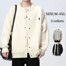 ニットカーディガン メンズカーディガン 可愛い 刺繍入り カーディガンジャケット 前開き ニットセーター ゆったり風 ボタン 秋冬 アウター 男性 上着 暖かい 厚い 長袖 トップス cardigan 大きいサイズ M-4XL 特典あり 送料無料