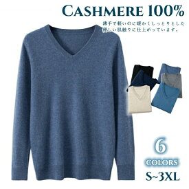 カシミヤ100% vネック ニット シームレス プルオーバーセーター カジュアル sweater 上着 防寒 無地 シンプル トップス プレゼント 暖かい ハンサム ファッション 長袖 秋冬服 全6色 S-3XL