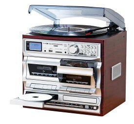 マルチダブルオーディオ レコードプレーヤー CD録音 カセットテープ録音 ラジオ機能