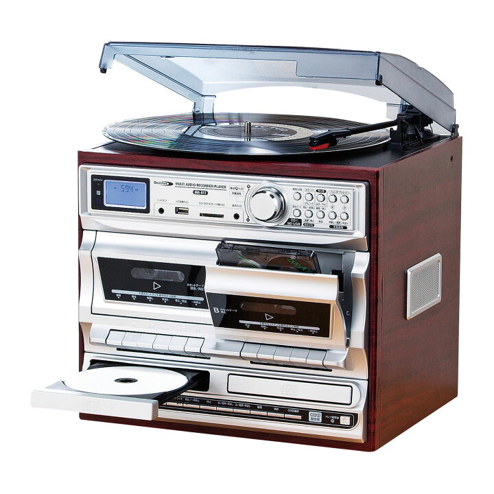 楽天市場】マルチダブルオーディオ レコードプレーヤー CD録音 