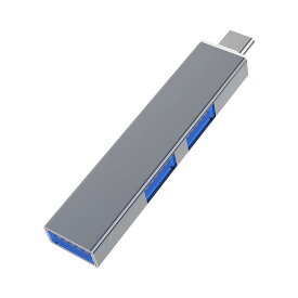 Glvaner USB‐A/Type-C to USB3.0ハブ 3in1ミニUSBハブ OTGアダプター 伝送速度5Gbps コンピュータ macbook windows 対応 USB拡張 テレワーク 在宅勤務 直挿し 軽量 持ち運び便利 (Type-C, Gray)