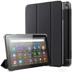 fire hd 8 ケース 2022/2020 TiMOVO Fire HD 8 Plus ケース 2022/2020 第12世代/第10世代 カバー スタンドケース タブレット保護 オートスリープ機能 耐衝撃 傷つき防止 軽量 半透明 PUレーザー kindle ブラック