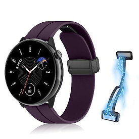 [RicYeel] 20mm 磁気付き シリコンバンド Amazfit Active/Amazfit GTS 4 Mini/Amazfit GTR Mini/Amazfit GTS 4 対応 バンド マグネット付き 装着簡単 スポーツバンド ストラップ 替えバンド 交換ベルト Amazfit GTS 3/GTS 2 Mini 用 柔らかい 調整バンド (パープル)