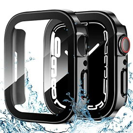 【2023強化版】 for Apple Watch ケース Apple Watch ケース 対応 IP68完全防水 バンド 水泳・スポーツ専用 防水ケース 3D直角エッジデザイン Apple Watch Series 9/8/7 41mm対応 光沢のブラック