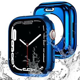 【2023強化版】AMAPC for Apple Watch ケース 360度全面防水 バンド 水泳・スポーツ専用 ガラスフィルム 一体型 apple watch 用 カバー 360フルボディ防水 アップルウォッチ ケース Apple Watch Series 9/8/7 45mm対応 光沢のブルー