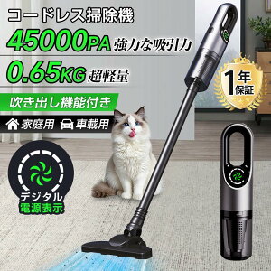 掃除機 コードレス 充電式 強力吸引 人気 サイクロン式 45000Pa 軽量 ハンディ掃除機 USB-TypeC充電式 スティッククリーナー 業務用 スティック 一人暮らし 省エネ 電気掃除機 HEPAフィルター 多重