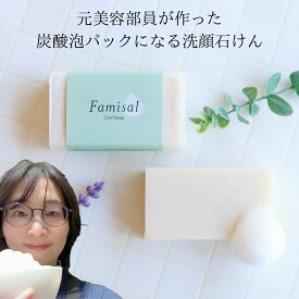 敏感肌の元美容部員が開発した炭酸泡パックになる無添加石けん【 ファミソル コールドソープ 】洗顔石鹸 洗顔石けん 固形 敏感肌 乾燥肌 毛穴 角質 くすみ 炭酸 炭酸洗顔 炭酸泡パック 炭酸泡洗顔 もっちり泡 コールドプロセス オススメ 30代 40代 50代 毛穴民
