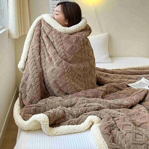 毛布 ブランケット 二枚合わせ 大判 秋冬 北欧 おしゃれ ふわふわ もこもこ 柔らかい 暖かい 掛け毛布 フランネル ひざ掛け 肩掛け 厚手 肌触り 洗える オールシーズン ブラウン 100x150
