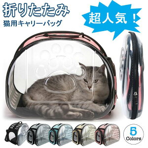 猫 キャリーバッグ 折りたたみ ハード 犬 キャリーケース ペットキャリー かわいい 2way お出かけバッグ トートバッグ ショルダー 軽量 コンパクト 通気 透明