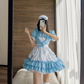コスプレ 仮装 メイド 服 ゴスロリ 萌え 衣装 女装 フリル ロリータ かわいい カチューシャ付き セットウェイトレス カフェ イベント 文化祭 学園祭 余興 宴会