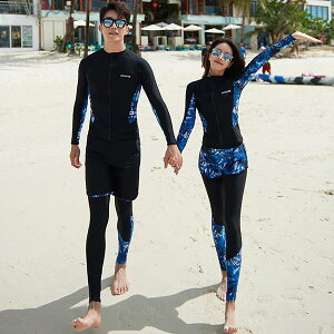 フィットネス 水着 レディース メンズ 水着 3点/5セット 体型カバー 水着 ペアルック カップル 水着 ラッシュガード 長袖 前開き セパレート 水着 露出控えめ