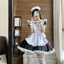ハロウィンコスプレ 仮装 メイド 服 ゴスロリ 萌え コスプレ 衣装 仮装 女装 フリル ロリータ かわいい カチューシャ 付き セットウェイトレス レディース