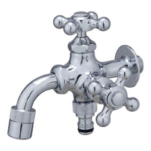 【送料無料】 立水栓用蛇口 プレーンフォーセットツイン(シルバー) ※※ ユニソン ガーデン 蛇口 水道 水やり ※※