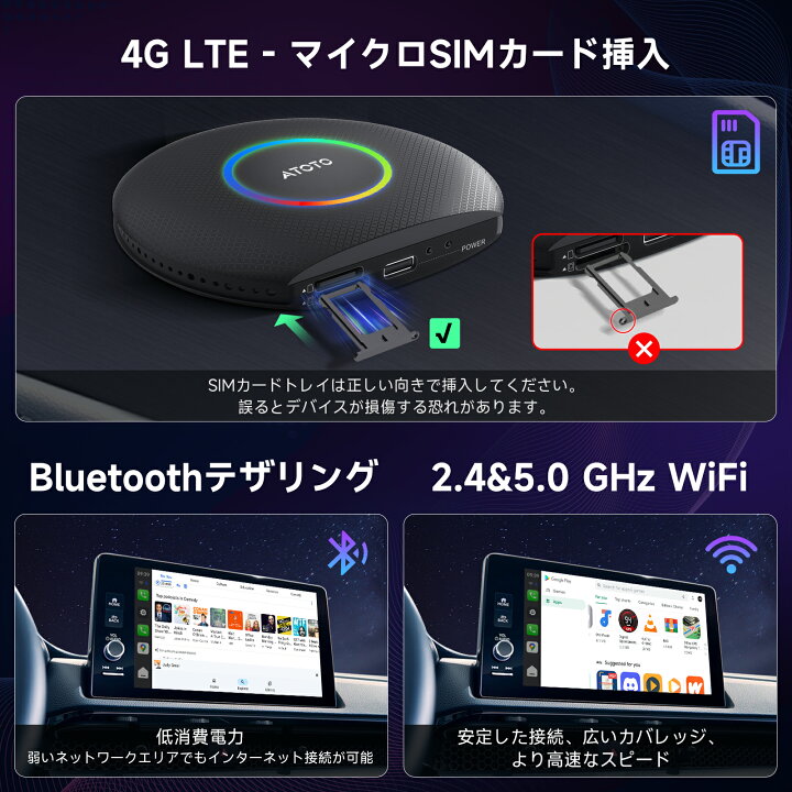 楽天市場】【ATOTO公式CB6B-J-BKワイヤレス CarPlay Android Auto AI 
