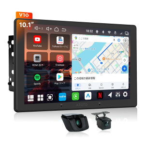 �yATOTO���� V10 10�C���` �J�[�i�r �zAndroid 14 ���� 10.1�C���` QLED �f�B�X�v���C�I�[�f�B�I 2DIN 8�R�ACPU 6GB 128GB 4G LTE Wi-Fi�Ή� ����CarPlay Android Auto �ԓ��J���I�P�Ή� 4�J���������^��Ή� V10G211OC-S0