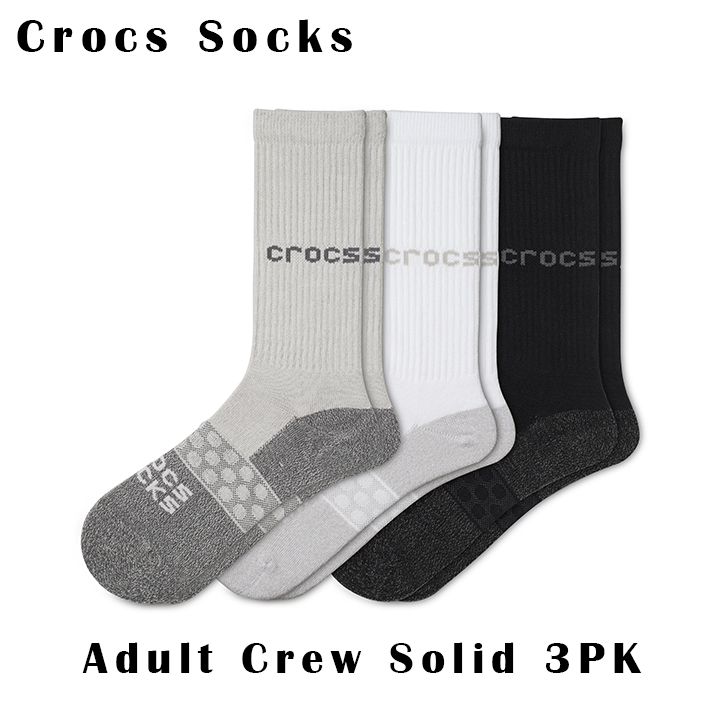 クロックス アクセサリーCrocs Socks Adult Crew Solid 3-Pack   クロックス ソックス アダルト クルー ソリッド ３パック マルチ｜207789-90H