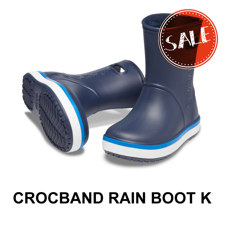 上等 40%OFF 国内発送 送料無料 クロックス ブーツ 子供 キッズ 長靴 レインブーツ 22NC crocs Crocband Kids クロックバンド Rain Boot ネイビーxブライトコバルト