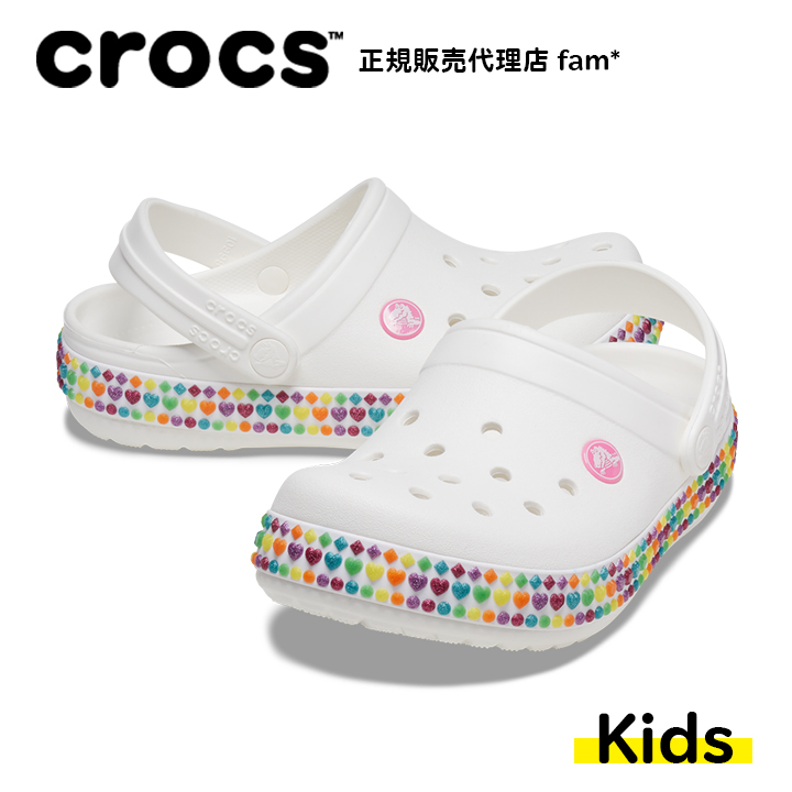 クロックス crocs【キッズ サンダル】Crocband Gem Band Clog K /クロックバンド ジェムバンド クロッグ  K/ホワイト｜## crocs正規販売代理店 fam