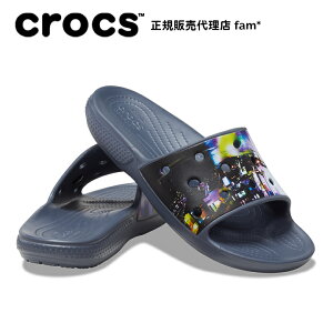 クロックス crocs【メンズ レディース サンダル】Classic Crocs Meta Scape Slide/クラシック クロックス メタ スケイプ スライド/ブラック×マルチ|##