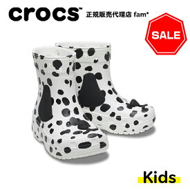 『50%OFF』クロックス crocs【キッズ レインブーツ】Classic I AM Dalmatian Boot T/クラッシク アイアム ダルメシアン ブーツ トドラー/ホワイト×ブラック｜##