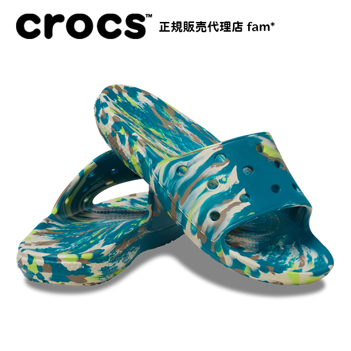クロックス crocsClassic Crocs Marbled Slide クラシック クロックス マーブルド スライド ライムエード×マルチ｜##