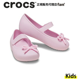 クロックス crocs【キッズ サンダル】Brooklyn Bow Mary Jane Flat T/ブルックリン ボウ メリージェーン フラット トドラー/バレリーナピンク｜##