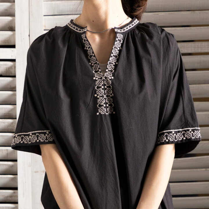 楽天市場 パレスチナ刺繍ワンピース新作 レディース ワンピース ワンピ コットン 綿 インド綿 大人 カジュアル ナチュラル 夏 春 ホワイト ブラック 黒 白 刺繍 ポケット エスニック Fanaka