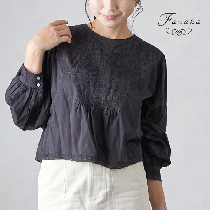 楽天市場】Fanaka アンティーク刺繍ショートブラウスレディース 23AW 
