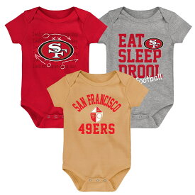 NFL 49ers ロンパースセット Outerstuff（アウタースタッフ） ベビー ゴールド (23 Newborn Eat, Sleep, Drool Retro 3 Pack Creeper - SMU)