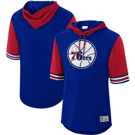 【公式グッズ】NBA 76ers Tシャツ Mitchell & Ness/ミッチェル＆ネス メンズ ロイヤル (Mens MNC Buzzer Beater Mesh SS Hood)