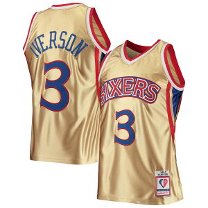 yObYzNBA 76ers AEACo[\ jtH[ Mitchell & Ness/~b`FlX Y S[h (MNC NBA 75TH ANNIVERSARY GOLD SWINGMAN JERSEY)