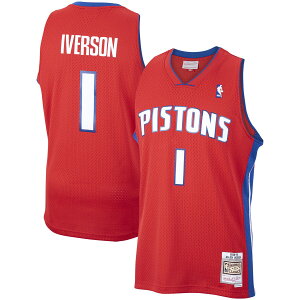 【公式グッズ】NBA ピストンズ アレン・アイバーソン ユニフォーム Mitchell & Ness/ミッチェル&ネス メンズ レッド (MNC NBA HWC Mens Swingman Jersey)