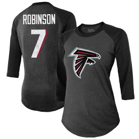 NFL ファルコンズ ビジャン・ロビンソン Tシャツ Majestic（マジェスティック） レディース ブラック (Women's Team Color 3/4 Raglan Player N&N Top)