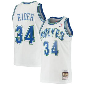 NBA ティンバーウルブズ アイザイヤ・ライダー ユニフォーム Mitchell & Ness（ミッチェル＆ネス） メンズ ホワイト (MNC NBA HWC Mens Swingman Jersey)