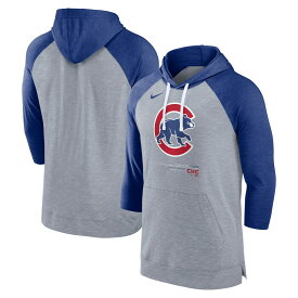 【公式グッズ】MLB カブス プルオーバー パーカー Nike ナイキ メンズ ヘザーグレイ (23 Men's Nike Raglan Baseball 3/4 Sleeve Pullover Hood)