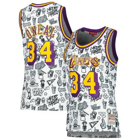 NBA レイカーズ シャキール・オニール ユニフォーム Mitchell & Ness（ミッチェル＆ネス） レディース ホワイト (MNC NBA WOMEN'S DOODLE SWINGMAN JERSEY)