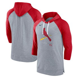 【公式グッズ】MLB カージナルス プルオーバー パーカー Nike ナイキ メンズ ヘザーグレイ (23 Men's Nike Raglan Baseball 3/4 Sleeve Pullover Hood)