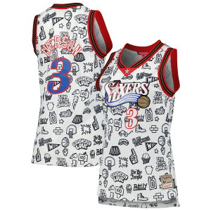 【公式グッズ】NBA 76ers アレン・アイバーソン ユニフォーム Mitchell & Ness/ミッチェル&ネス レディース ホワイト (MNC NBA WOMEN'S DOODLE SWINGMAN JERSEY)