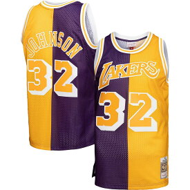 NBA レイカーズ マジック・ジョンソン ユニフォーム Mitchell & Ness（ミッチェル＆ネス） メンズ パープル (Profile MNC Mens Big and Tall Split Swingman Jersey)