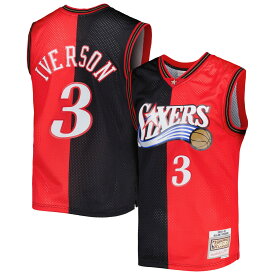 NBA 76ers アレン・アイバーソン ユニフォーム Mitchell & Ness（ミッチェル＆ネス） メンズ ブラック (MNC NBA SPLIT SWINGMAN JERSEY)