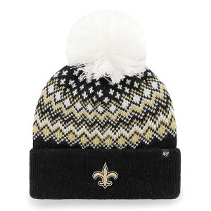 NFL �Z�C���c �j�b�g�X '47 ���f�B�[�X �u���b�N (NFL Womens Elsa Cuffed Pom Knit)