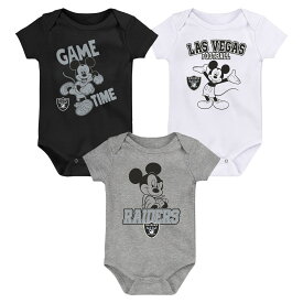 NFL レイダース ロンパースセット Outerstuff（アウタースタッフ） ベビー ブラック (23 Newborn Disney Game Time 3 Pack Creeper)