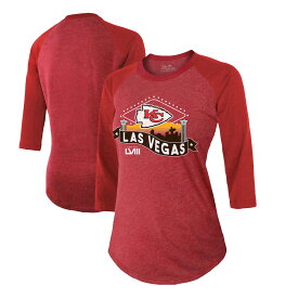 NFL チーフス 七分袖 Tシャツ Majestic（マジェスティック） レディース レッド (24 Womens SB58 Bound Vegas Triblend 3/4 Raglan)