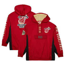 NBA ヒート プルオーバー Mitchell & Ness（ミッチェル＆ネス） メンズ レッド (NBA MENS TEAM OG 2.0 ANORAK WINDBREAKER VINTAGE LOGO)