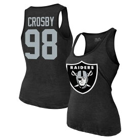 Women's Majestic Threads Maxx Crosby Black Las Vegas Raiders Name & Number Tri-Blend Tank Top