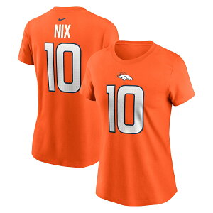 Women's Nike Bo Nix Orange Denver Broncos 2024 NFL Draft First Round Pick Name & Number T-Shirt