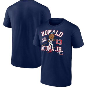 �y�����O�b�Y�zMLB �u���[�u�X ���i���h�E�A�N�[�j��Jr. T�V���c Fanatics/�t�@�i�e�B�N�X �����Y �l�C�r�[ (Fanatics Hometown Caricature Player Graphic SS Cotton Tee)