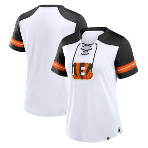 �y�����O�b�Y�zNFL �x���K���Y T�V���c Fanatics/�t�@�i�e�B�N�X ���f�B�[�X �z���C�g (24 Women's Foiled Primary Short Sleeve Lace-Up Top)